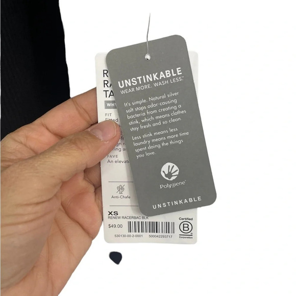 NWT athleta racerback unstinkable tank size XS. BLACK - Picture 4 of 7